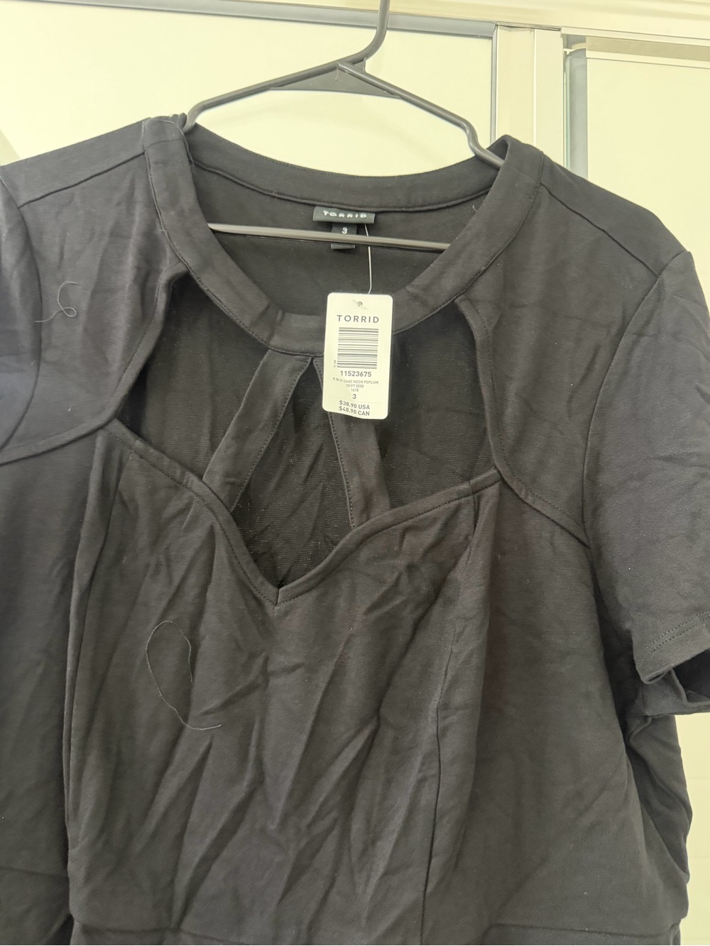 torrid Black Short Sleeve Front Cutout Tee